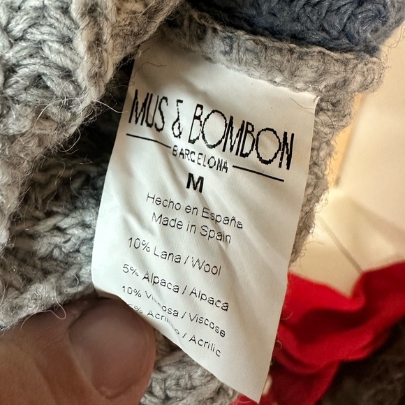Mus & Bombon Chunky Knit Wool Blend Sweater Size M Oversized Colour Block Spain - Picture 5 of 5